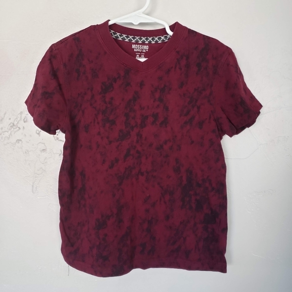 Mossimo Supply Co. Little Boys XS 4/5 Maroon Short Sleeve T-shirt Tie Dye V-neck